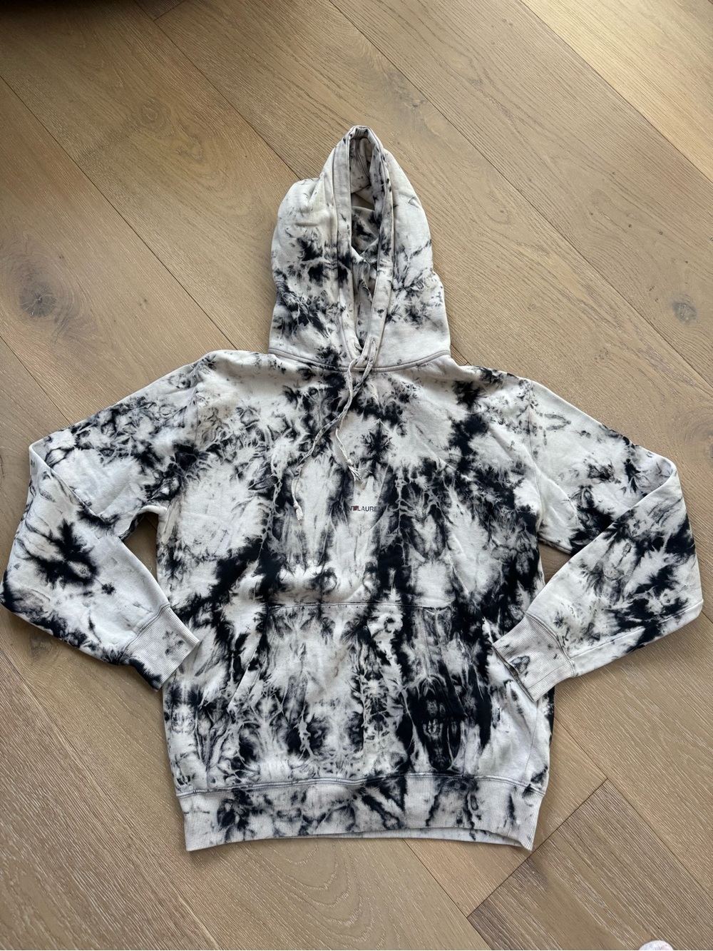 Saint Laurent Black and White Tie-Dye Hoodie